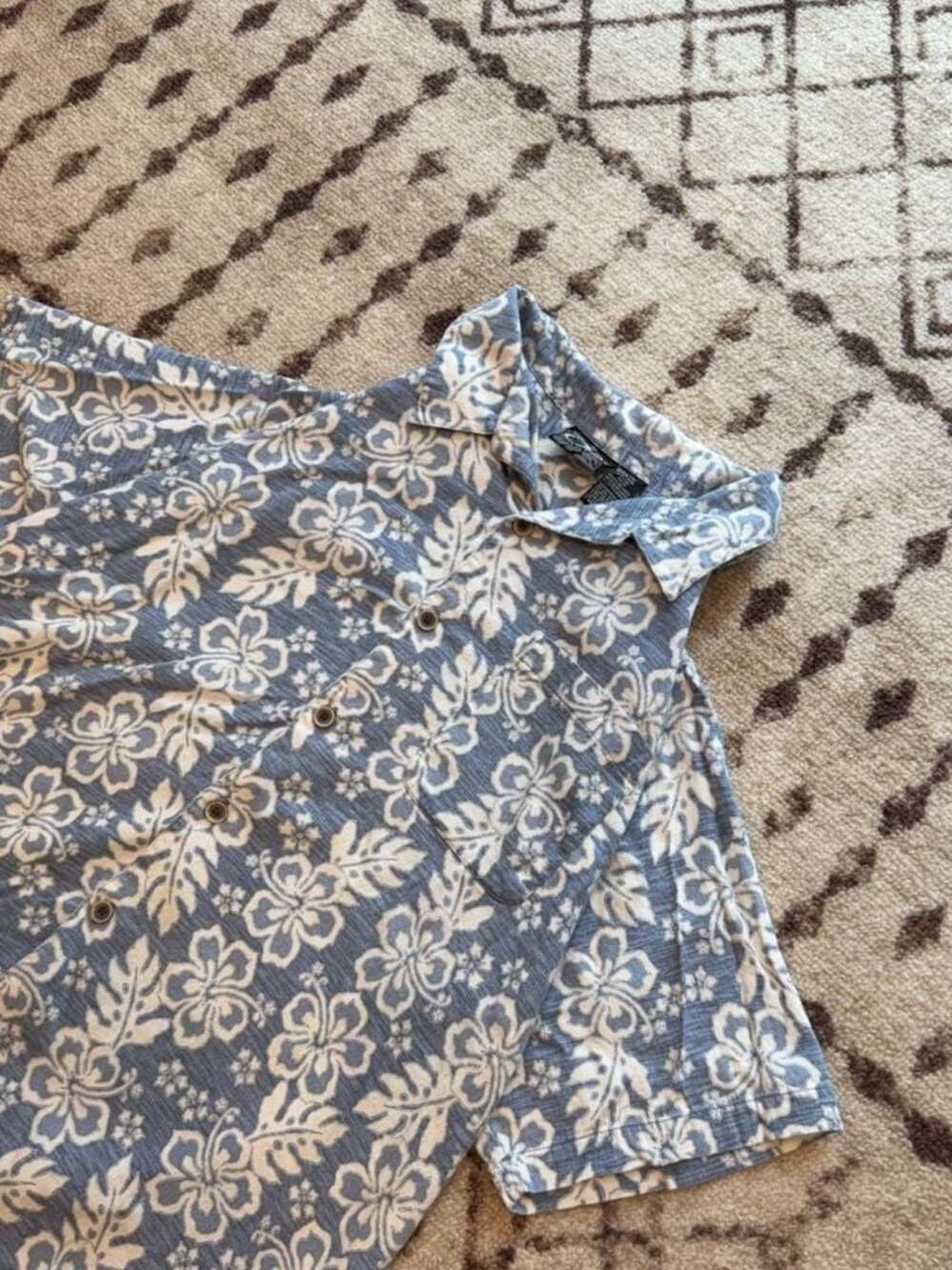 Ocean Pacific OP Sport Blue Floral Hawaiian Shirt Size XL